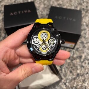 NWT Activa X Invicta Men's Watch Skeleton Dial - 44mm, Yellow (ACW9349-006)